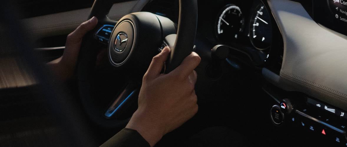 Steering wheel inside the 2026 Mazda3 Sedan in Dover