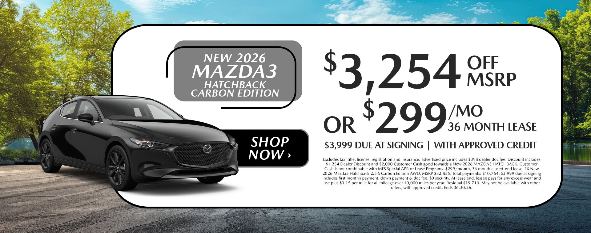 New 2026 Mazda3 Hatchback Carbon Edition offers in Dover